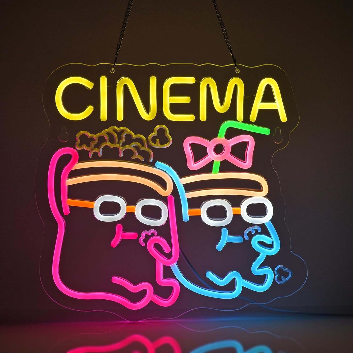 Home Cinema Movies - Cinema Neon Sign LED Popcorn Drink