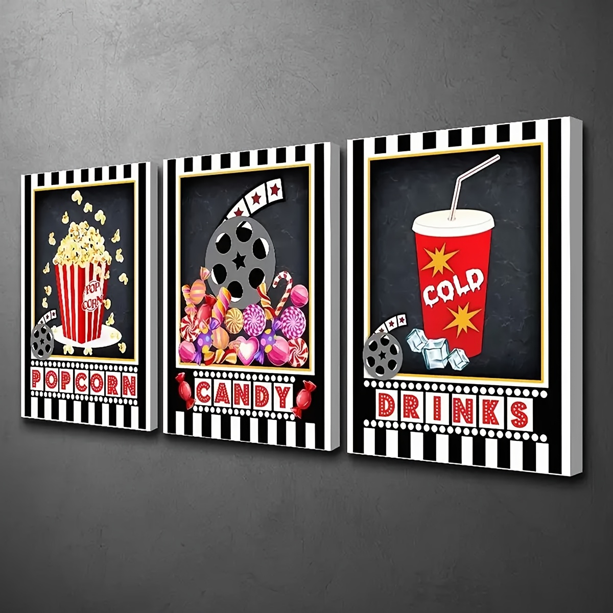 3pcs Frameless Wall Art Deco,  - Home Cinema Logo 评论和价格