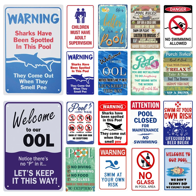Tin Sign Pool Funny Rules Vint - Home Cinema Logo 评论和价格