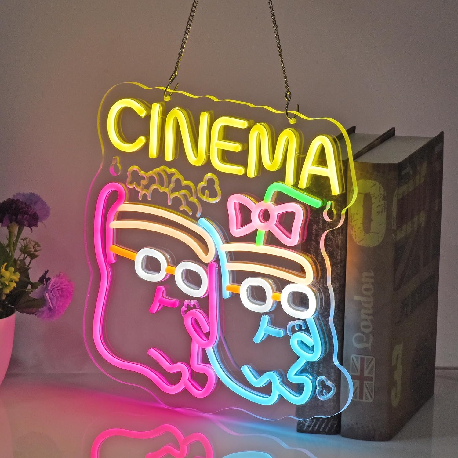 Cinema Neon Sign LED Popcorn D - Home Cinema Movies 评论和价格