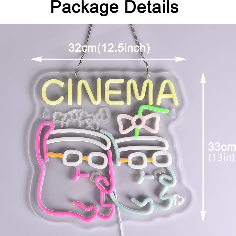 Cinema Neon Sign LED Popcorn D - Home Cinema Movies 评论和价格