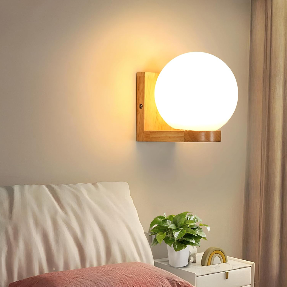 Nordic Wood Wall Lamps with Gl - Home Cinema Glasses 评论和价格