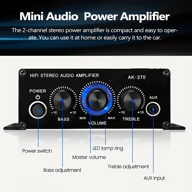 AK-270 400W Mini Power Amplifi - Home Cinema Mini 评论和价格